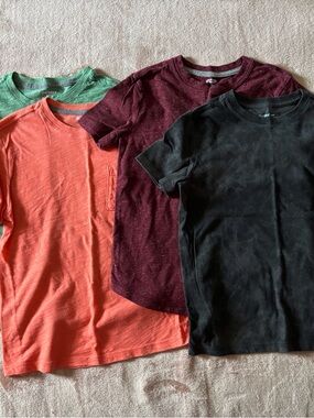 Old Navy Kids Short Sleeve Tees in Coral, Black, Maroon, and Green
